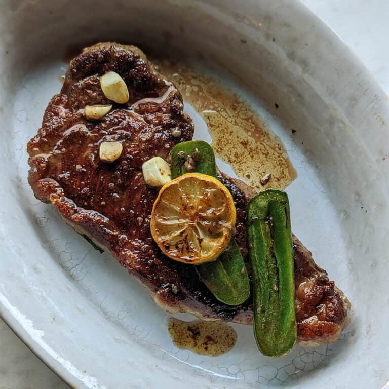 HDT Pan Seared Steak - plated and ready to serve