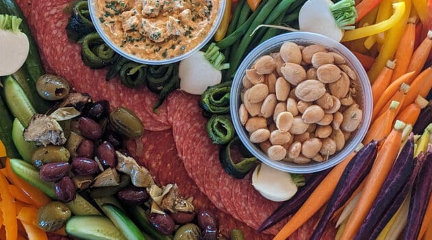 Red Chile Onion Dip with Appetizer Platter