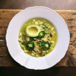 High Desert Table - Easy Chicken Pozole - plated with jalapenos