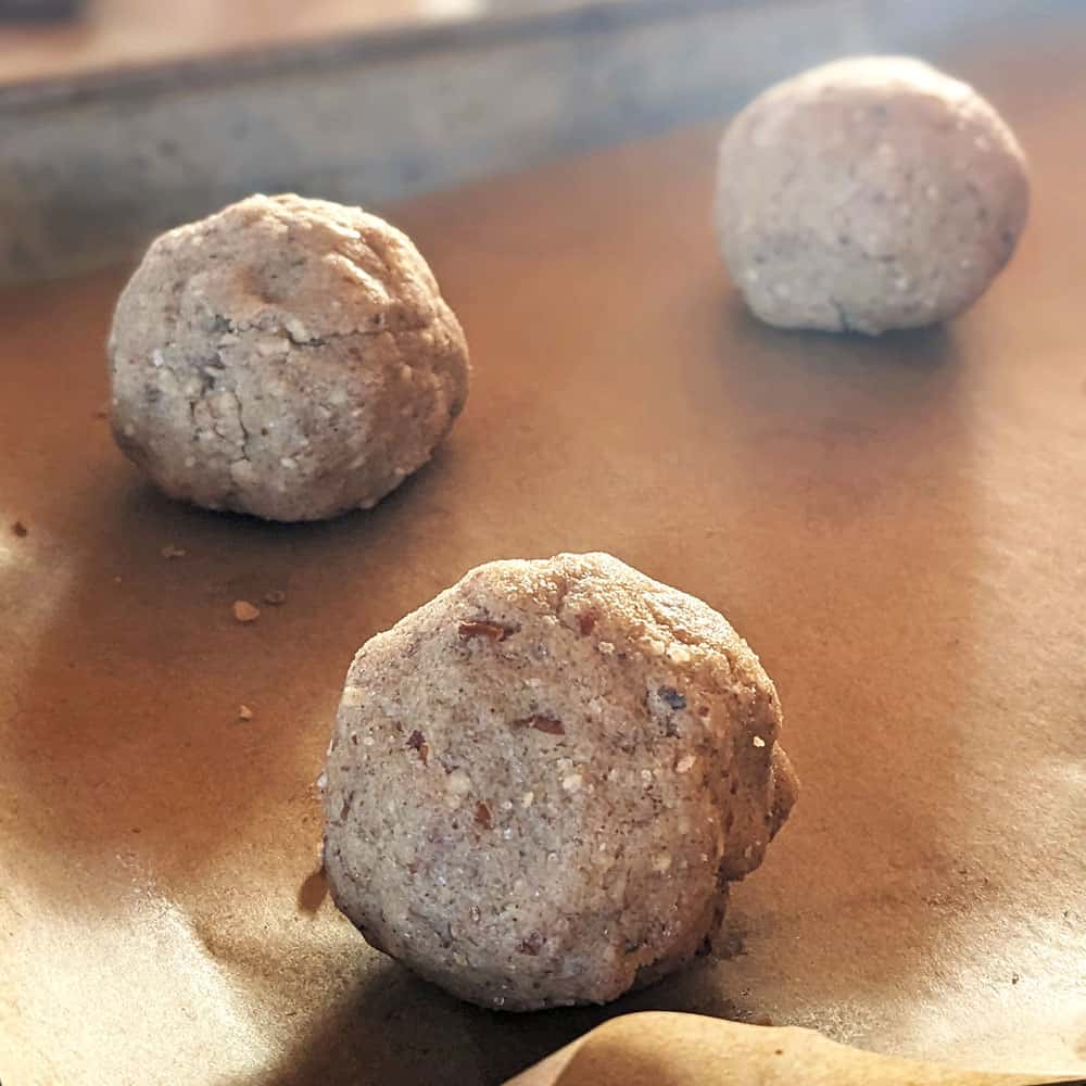 Thumbprint Cookies - dough balls on a baking sheet