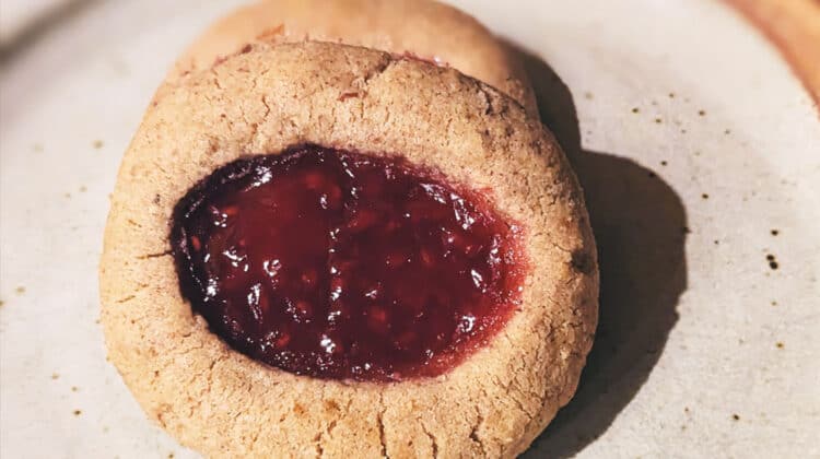 New Mexico-Inspired Thumbprint Cookies - plated with raspberry jam