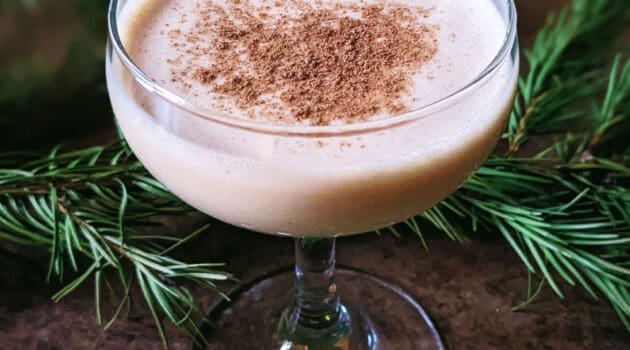 High Desert Eggnog - in a coupe glass with pine branches