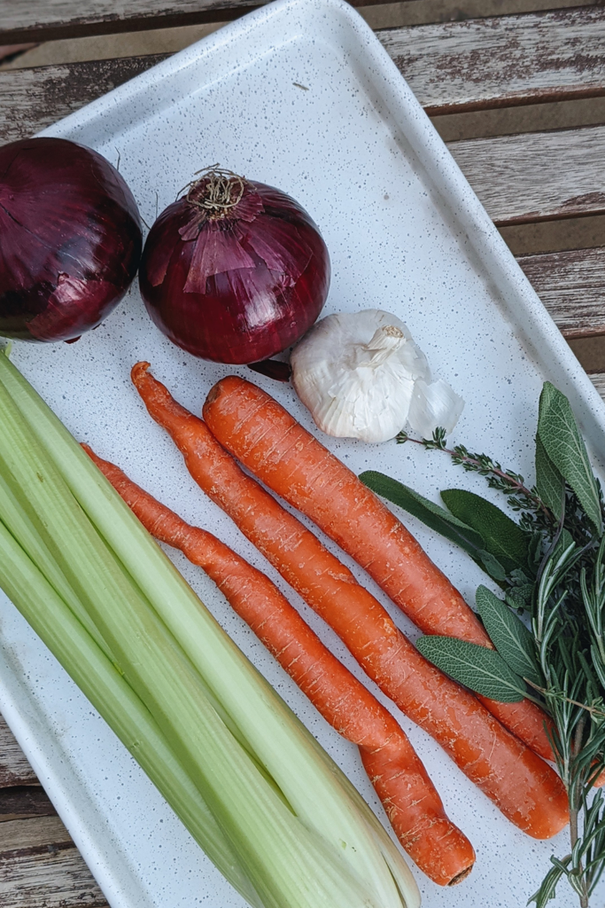  Red Chile Gravy Ingredients carrots, onions, and herbs