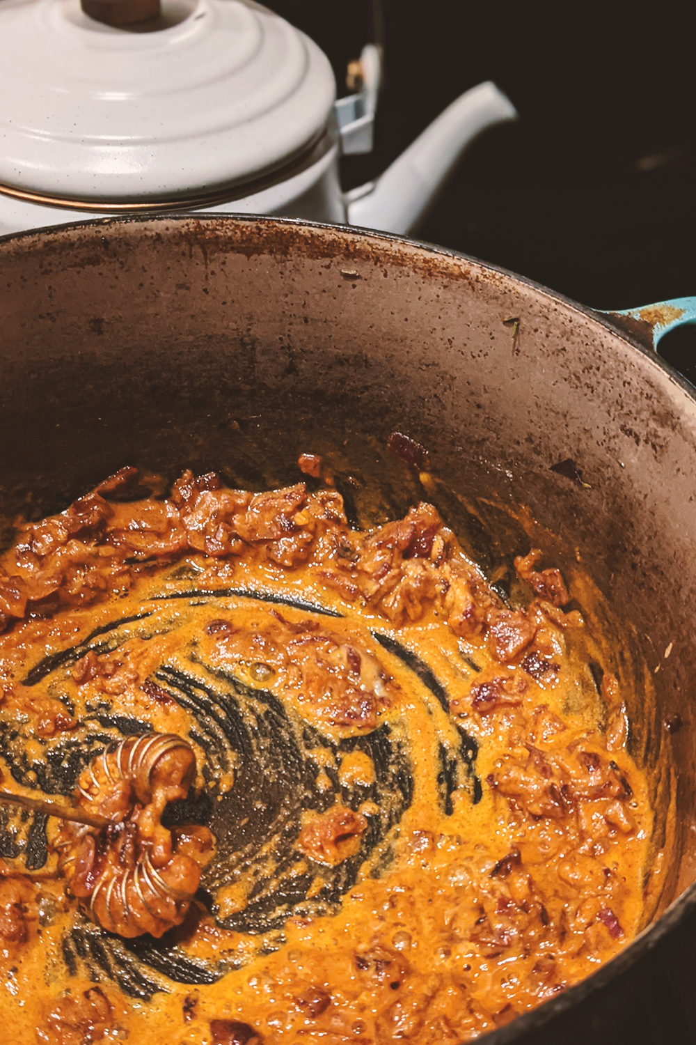 Caramelized Onion & Red Chile Gravy Whisking the Roux