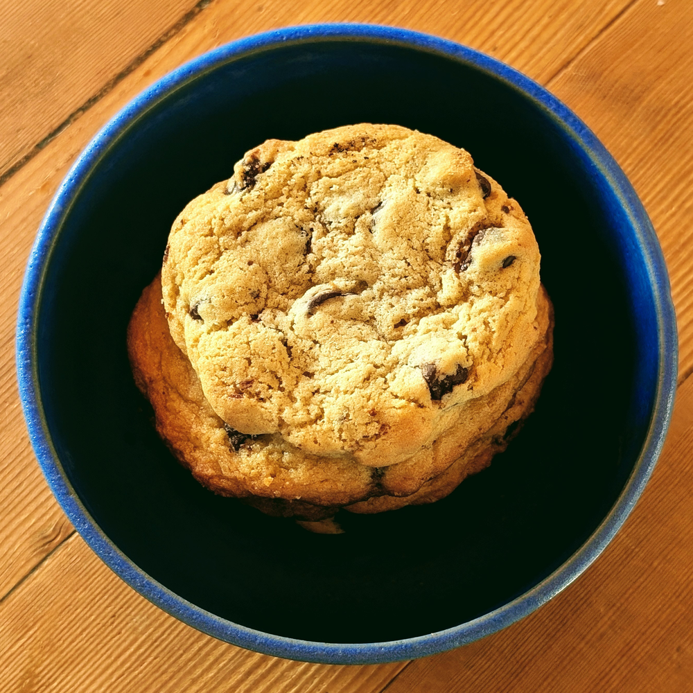 High Altitude Chocolate Chip Cookies - in a bowl