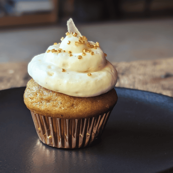 Pumpkin Cupcake frosted and plated