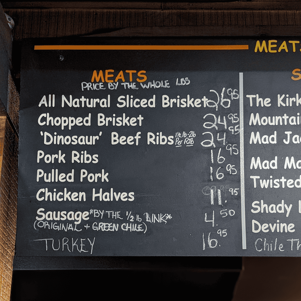 Slow Roasted Pork Shoulder - Mad Jack's menu board