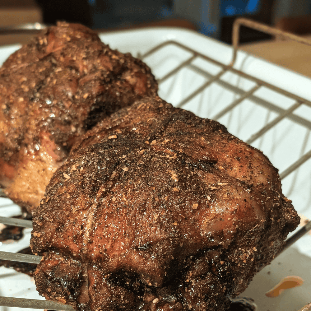 Slow Roasted Pork Shoulder - out of the oven